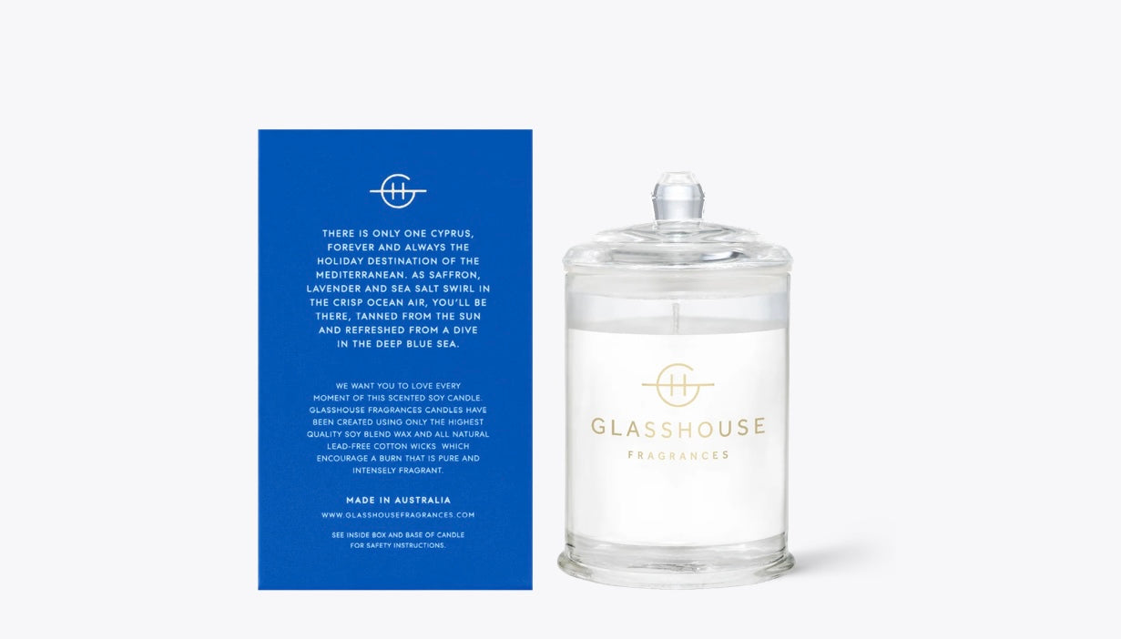 Glasshouse Diving Into Cyprus Mini Candle