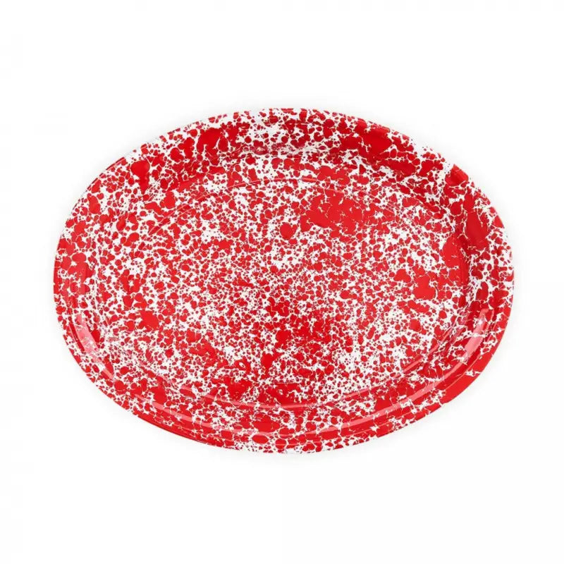 Crow Canyon Splatter Covered Oval Platter - Red