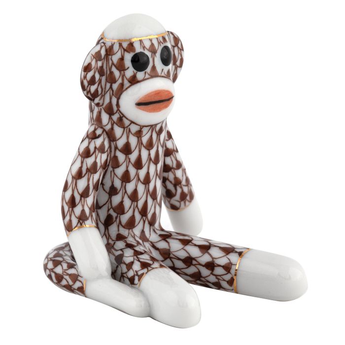 Herend Decorative Sock Monkey - Chocolate