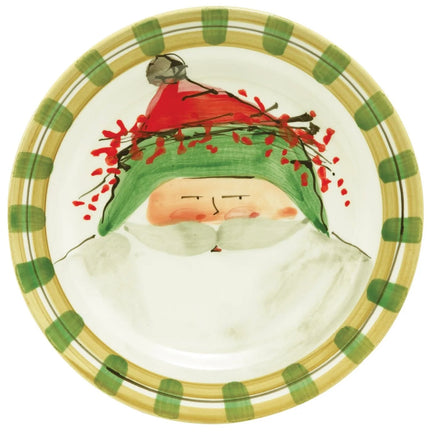 Vietri Old St. Nick Round Salad Plates - Green Hat
