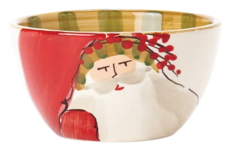 Vietri Old St. Nick Cereal Bowl - Striped Hat