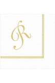 Caspari Script Single Initial Paper Cocktail Napkins - 20 Per Package
