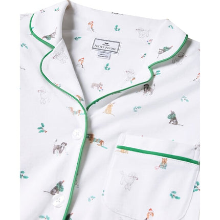 Petite Plume Women’s Long Pima Pajama Set - Jingle Paws