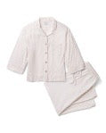 Petite Plume Olivia Wide Leg Pima Pajama Set - Camel Ticking