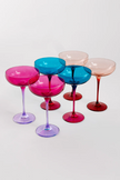 Estelle Colored Champagne Coupe - Colorblock Jewel Tone Mixed