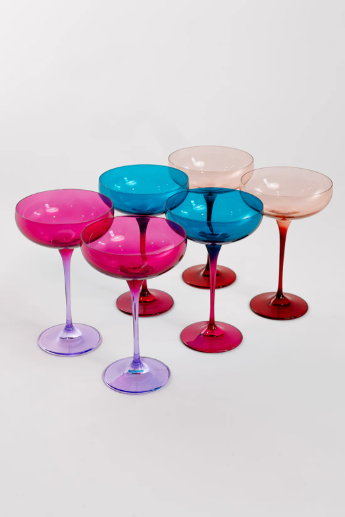 Estelle Colored Champagne Coupe - Colorblock Jewel Tone Mixed