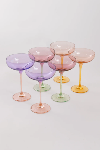 Estelle Colored Champagne Coupe - Colorblock Pastel Mixed
