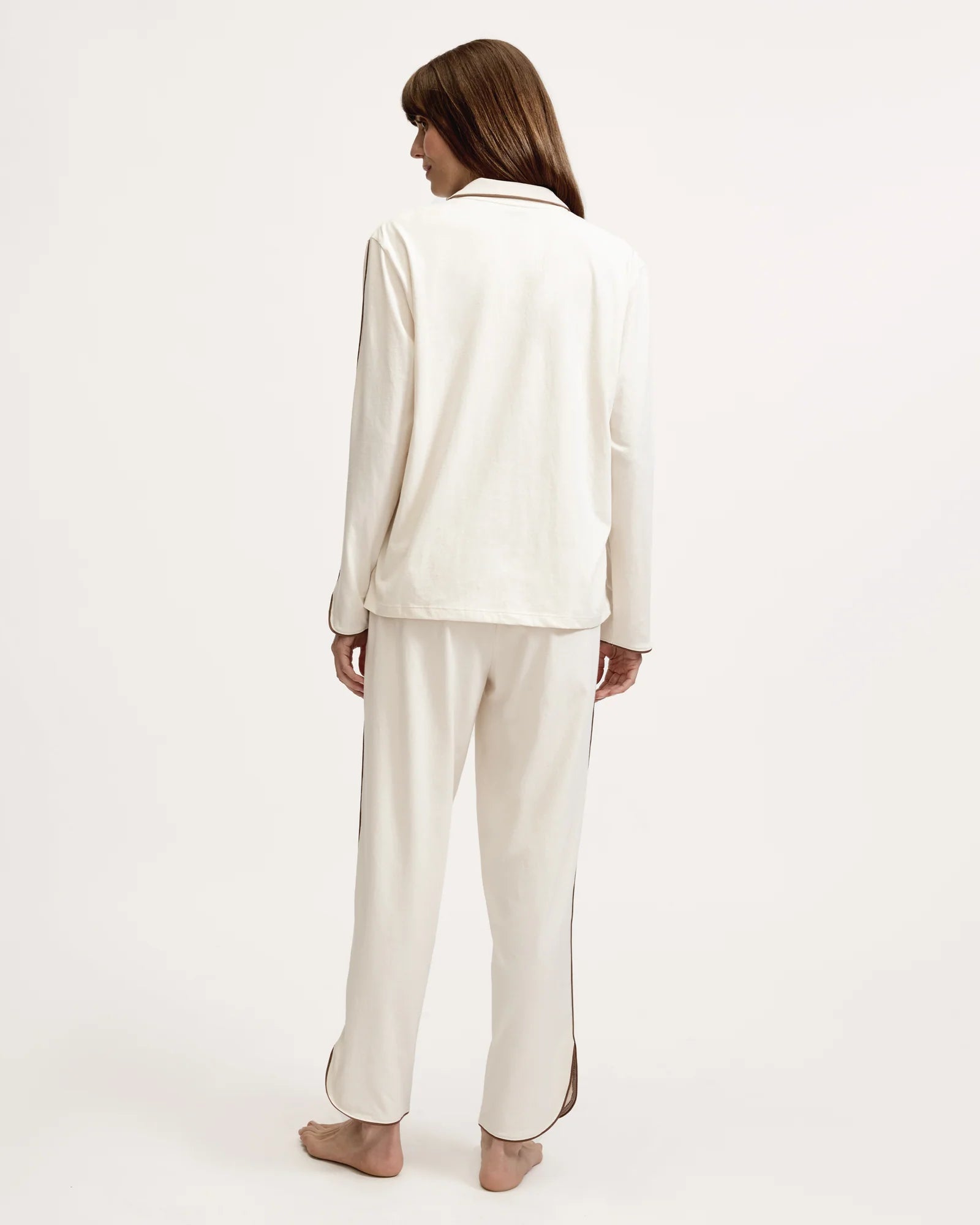 Petite Plume Women's Margaux Lightweight Pima Pajama Set in Ivory