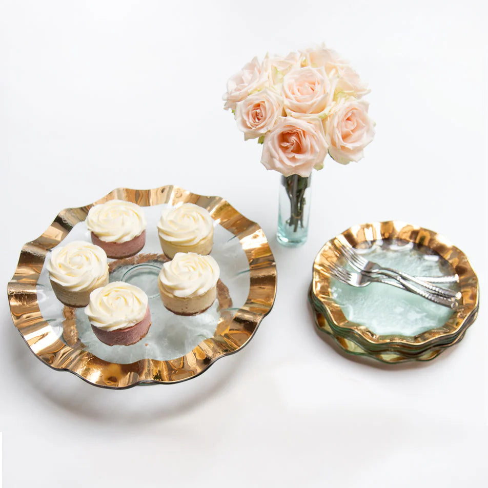 annieglass Ruffle Pedestal Cake Plate