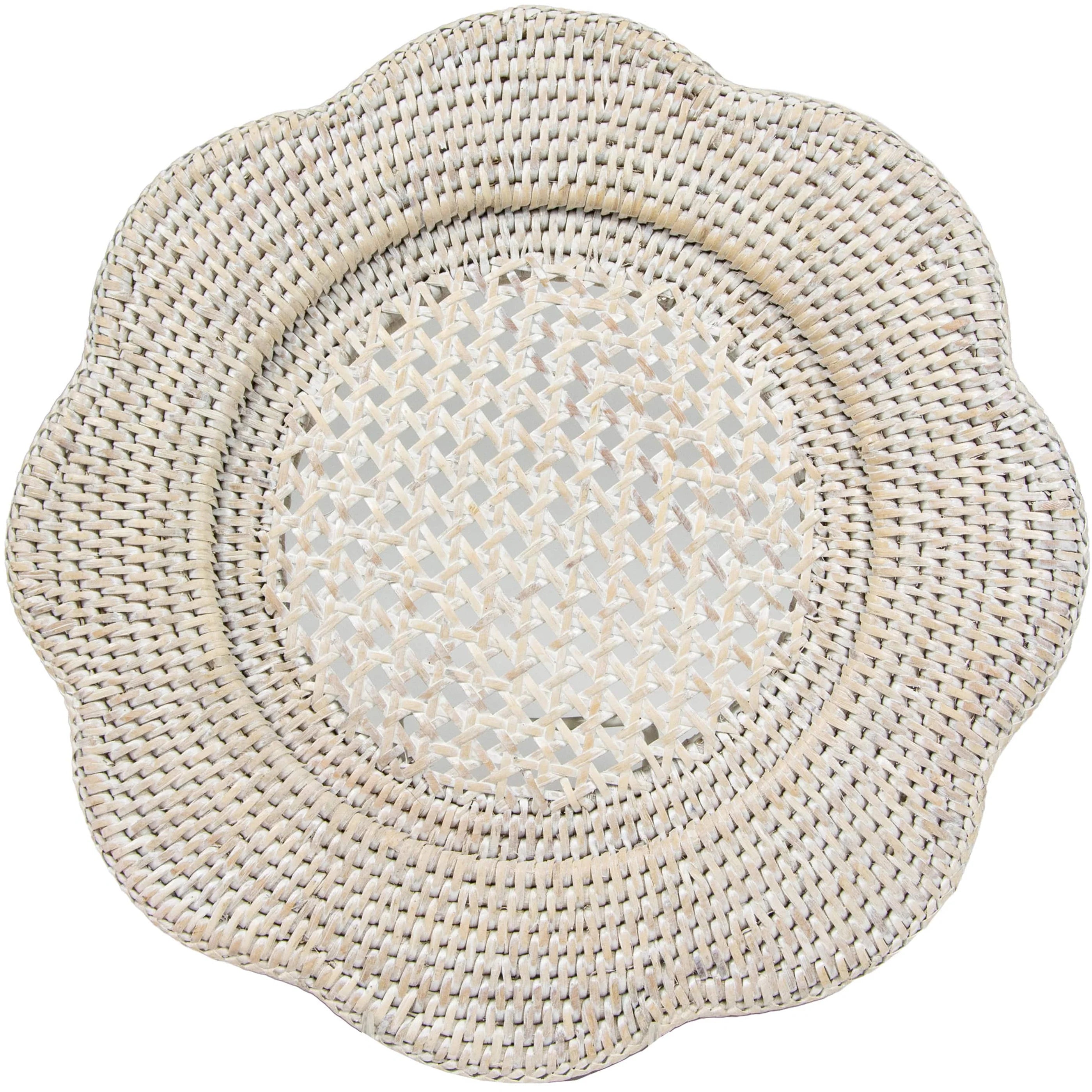 Caspari Rattan Scallop Charger - Cream