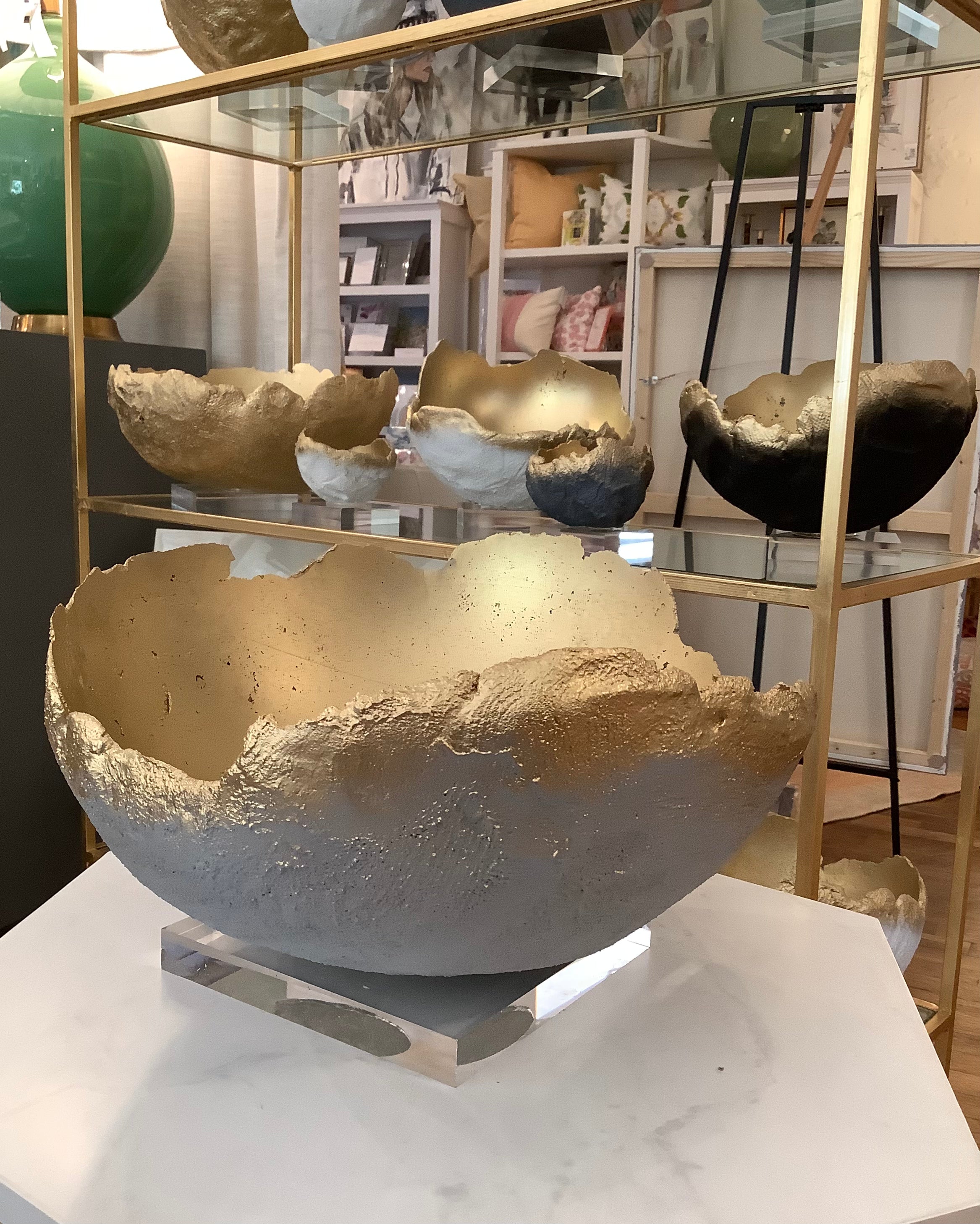 Bella Beton Concrete Bowl - Large Gray/Gold