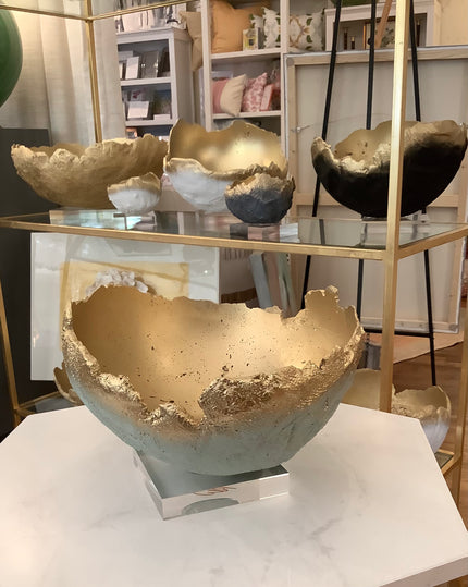 Bella Beton Concrete Bowl - Medium Teal/Gold