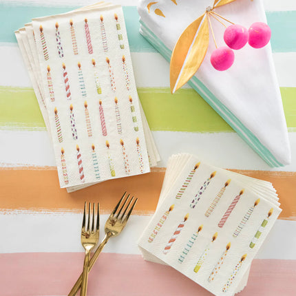 Hester & Cook Birthday Candles Paper Cocktail Napkins