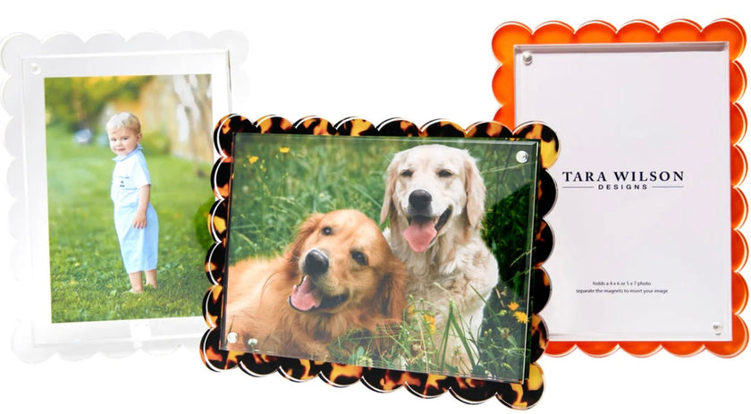 Tara Wilson Designs Acrylic Beveled Scallop Frame - White - 5x7 or 4x6
