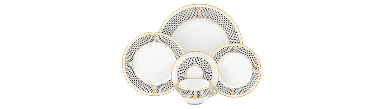 Herend Art Deco Dessert Plate - Black