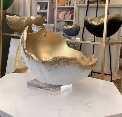 Bella Beton Concrete Bowl - Medium White/Gold