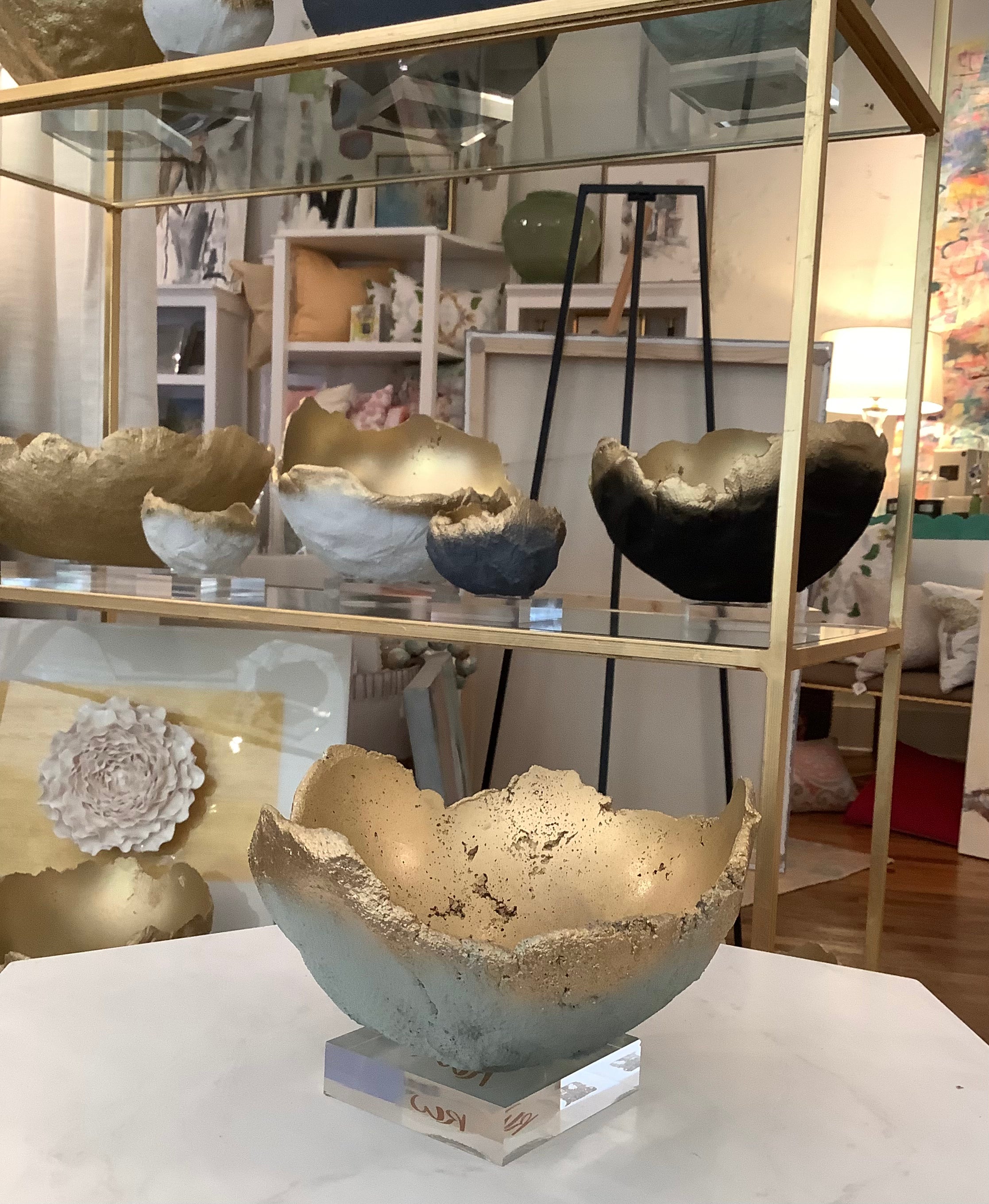 Bella Beton Concrete Bowl - Small Mint/Gold