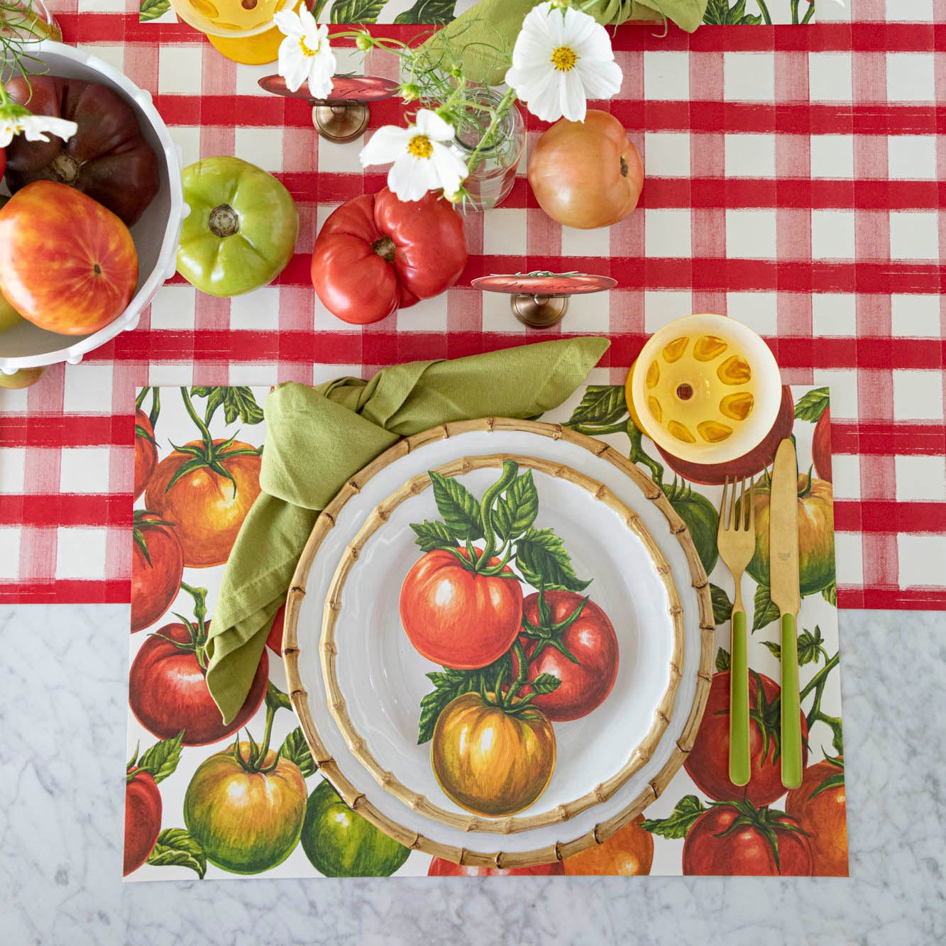 Hester & Cook Red Painted Check Table Runner
