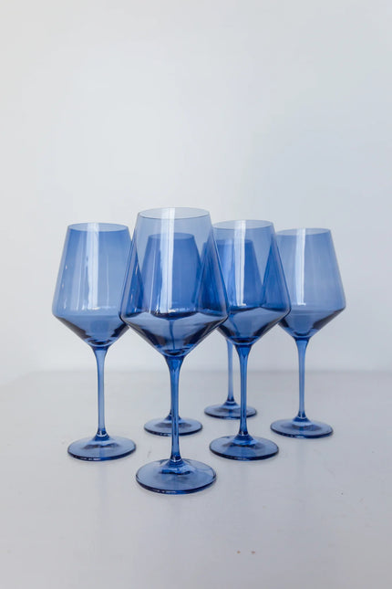 Estelle Colored Wine Glasses - Cobalt Blue