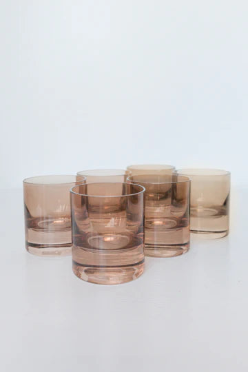 Estelle Colored Rocks Glasses - Amber Smoke