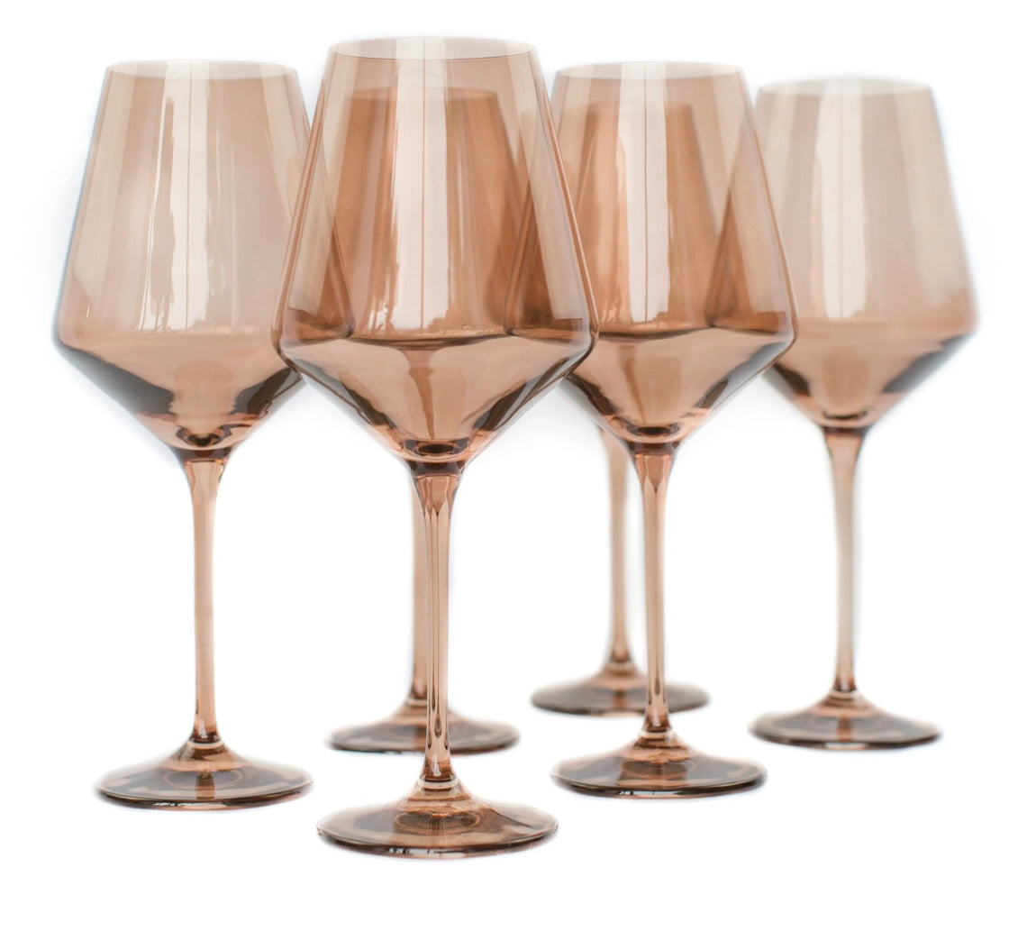 Estelle Colored Wine Glasses - Amber Smoke