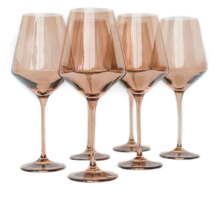 Estelle Colored Wine Glasses - Amber Smoke