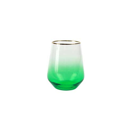 Vietri Rainbow Emerald Stemless Wine Glass