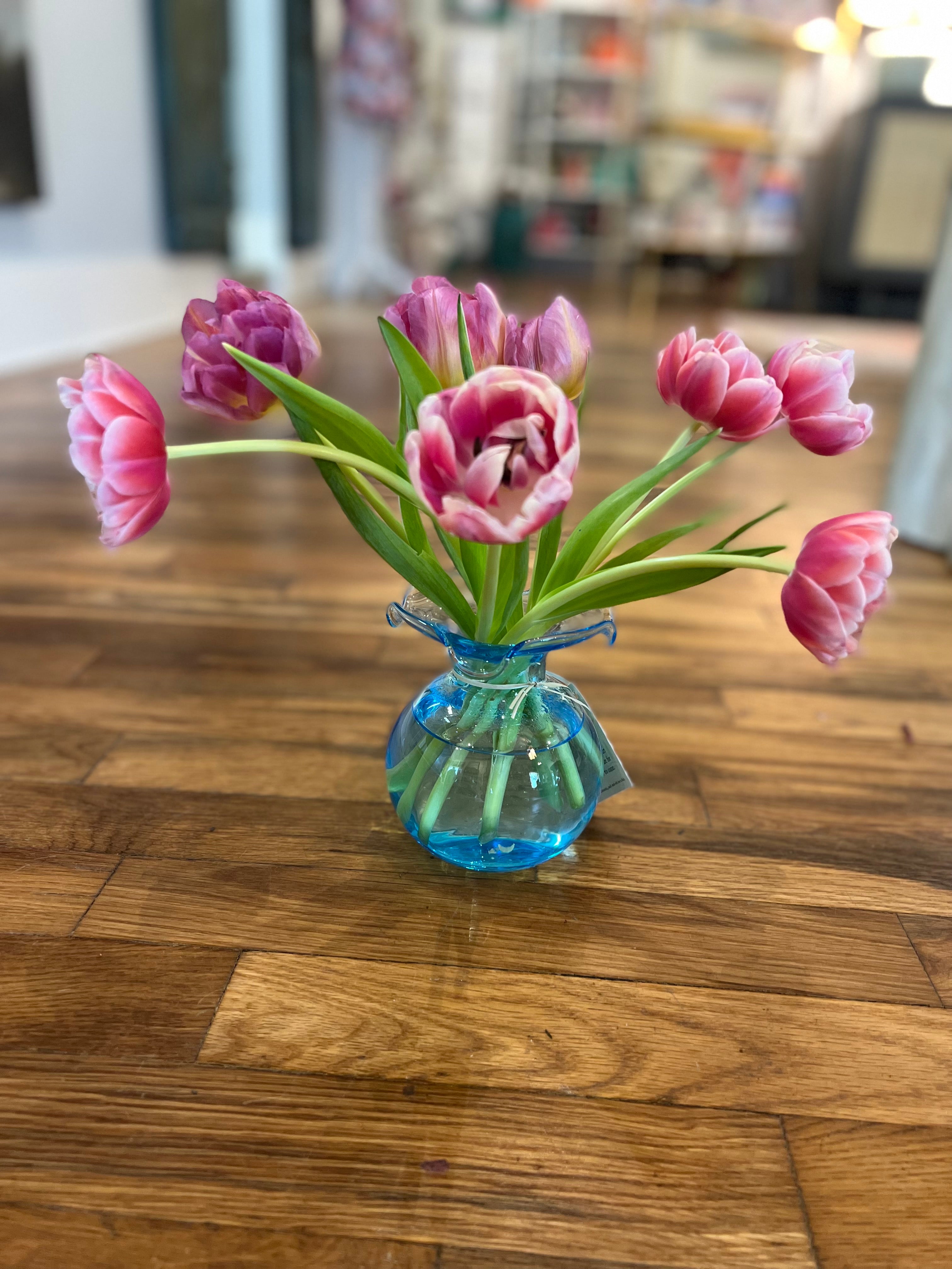 Vietri Hibiscus Glass Bud Vase